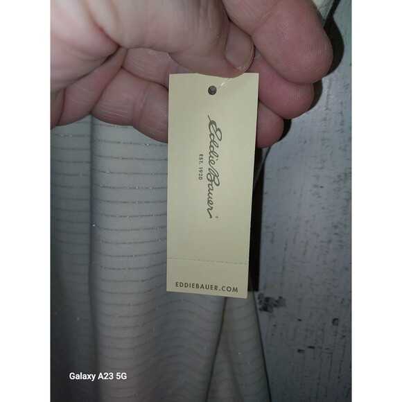 EDDIE BAUER WOMEN’S TANK TOP CAMISOLE SIZE XXL IVORY SILVER STRIPE NWT - Picture 4 of 8